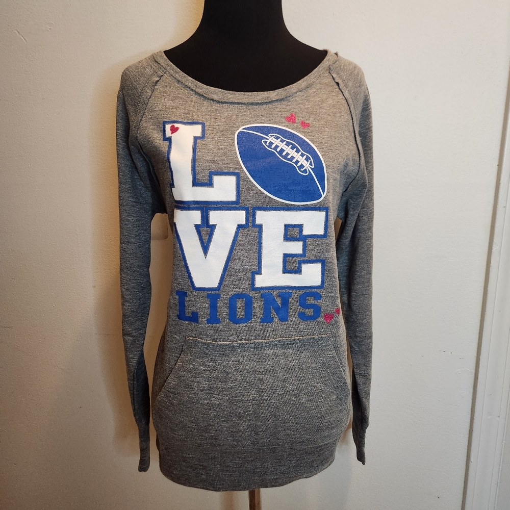NFL Team Apparel Detroit Lions Football Long Sleeve Small Gray Sweatshirt Shirt